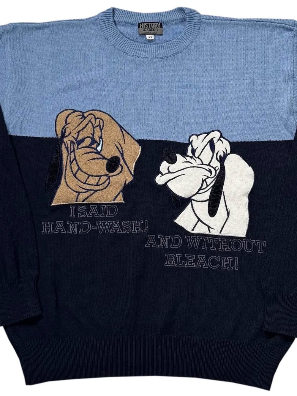 Vintage Iceberg History Pluto Two Toned Sweater (Size XXXL)